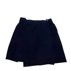 Chanel Skirt Womens 12 Navy Blue Wool Wrap